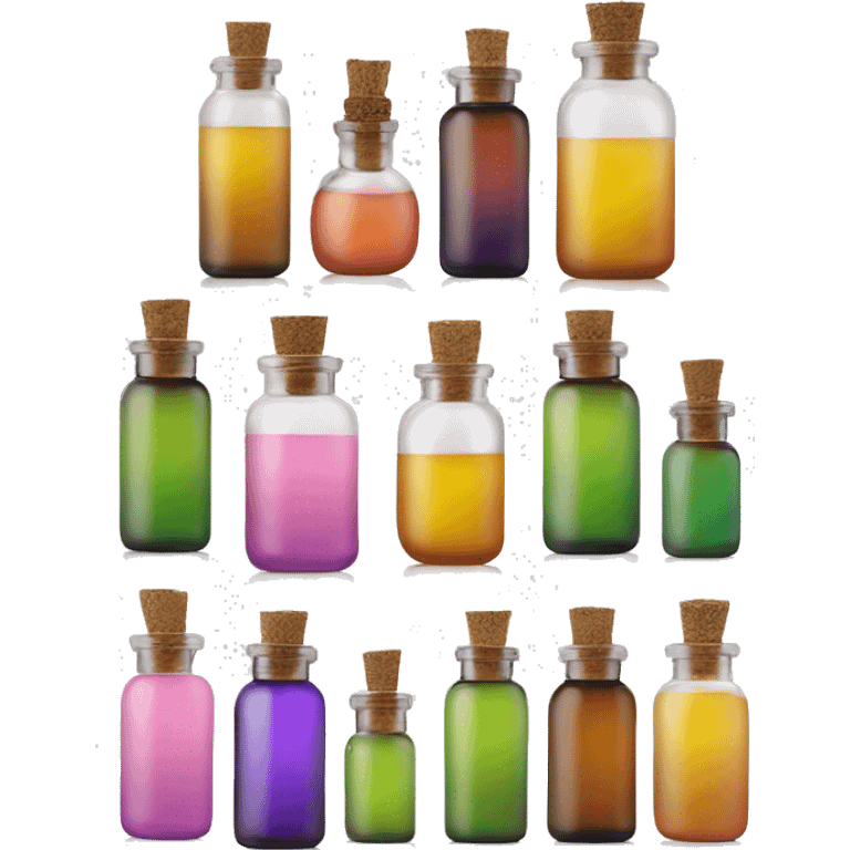 Realistic essential oils diffuser bottles isolated.  emoji