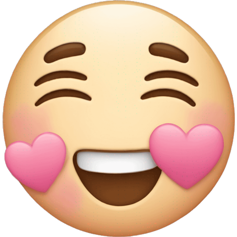 blushing with pink hearts and giggling emoji