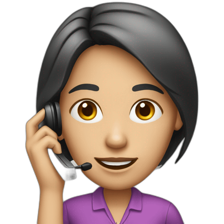 A telephone customer service staff, female, black hair, with Ear microphone emoji