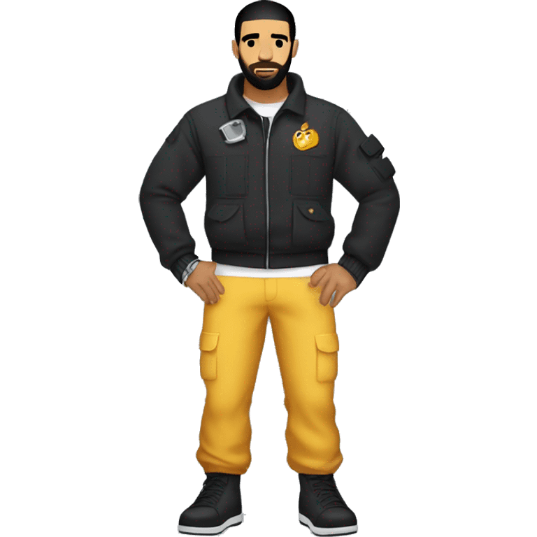 drake standing facing back and he has a jumpsuit on with his arms behind his back with handcuffs - transparent bakground emoji