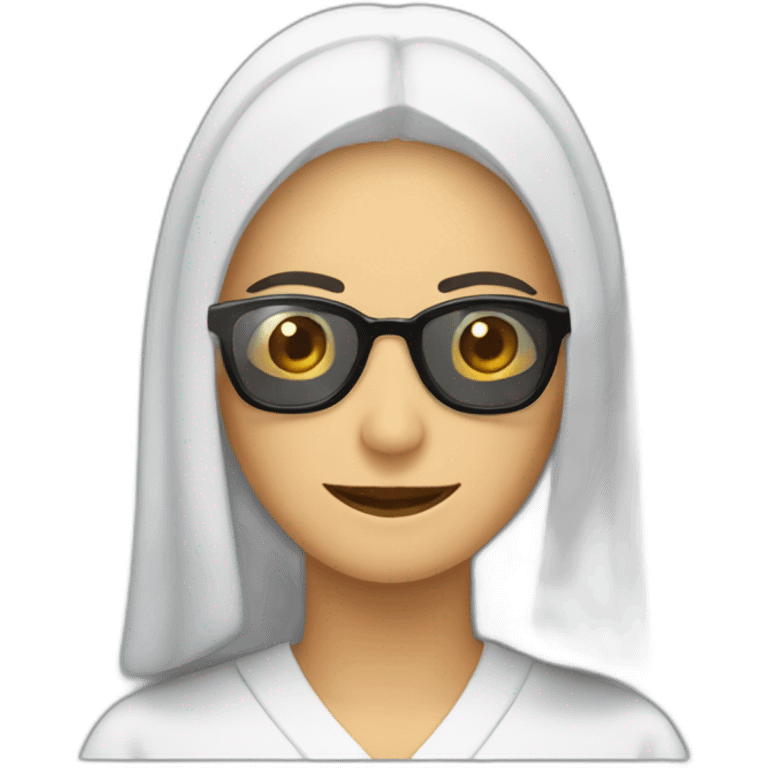 Monja feliz con gafas emoji