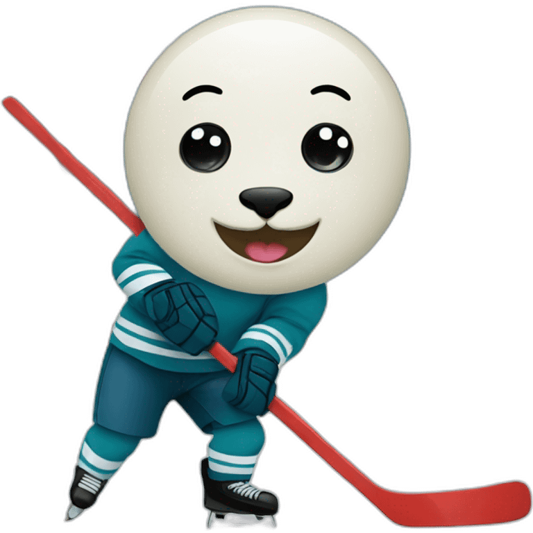 Seal playing ice hockey emoji