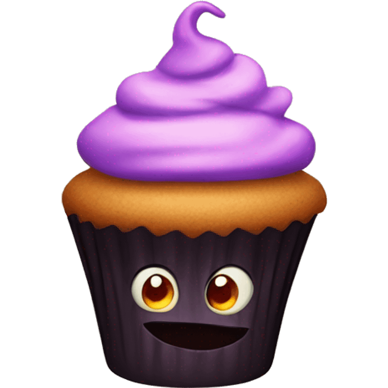 A cupcake that’s a demon emoji