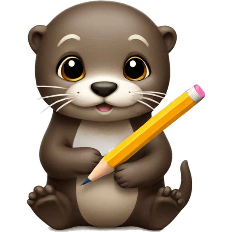 cute otter writing with a pencil  emoji