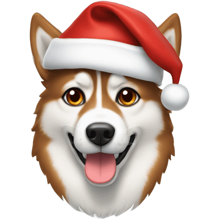 Red husky with Santa hat emoji