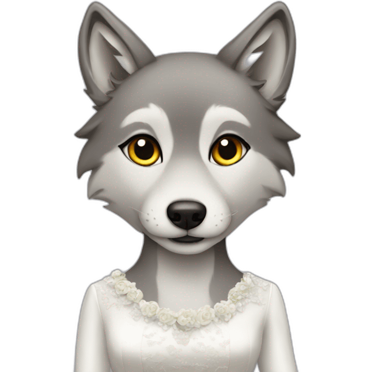 Wolf in bridal dress emoji