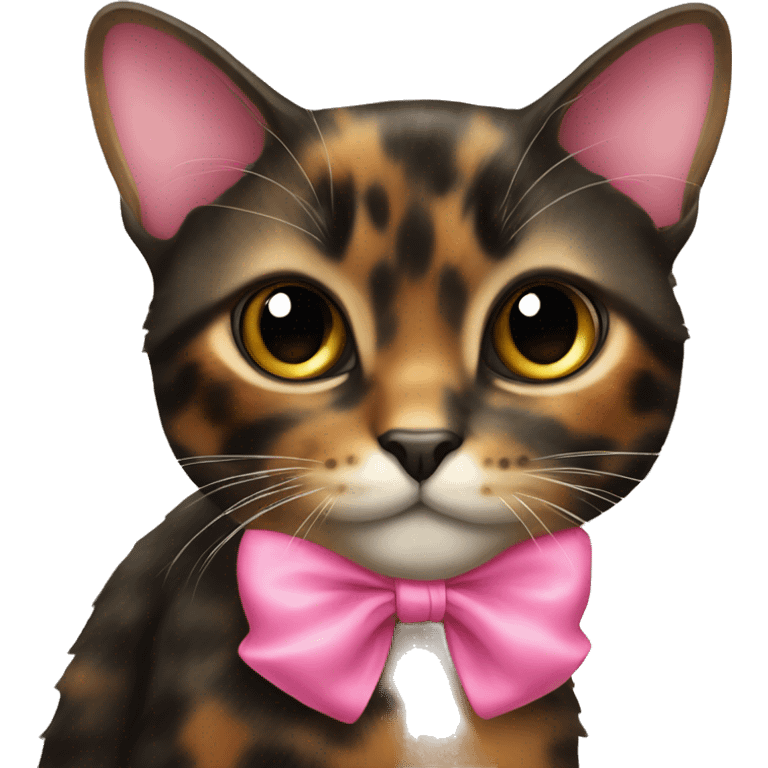 Tortoiseshell cat with a pink bow  emoji