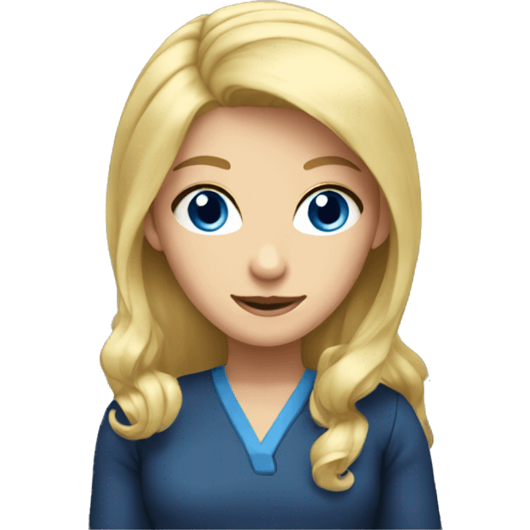 Blonde hair blue eyed female teaching  emoji