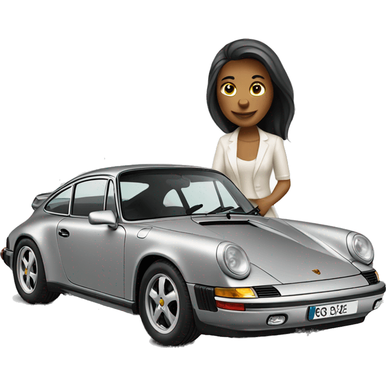 Porsche with woman in emoji