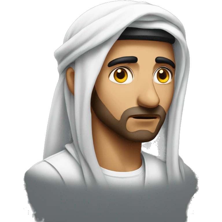 Arab holding his head photorealistic serious emoji