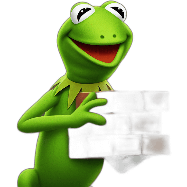 kermit frog holding brick emoji