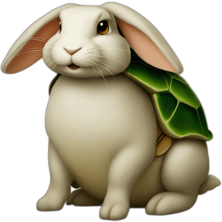 Lapin sur unr tortue emoji