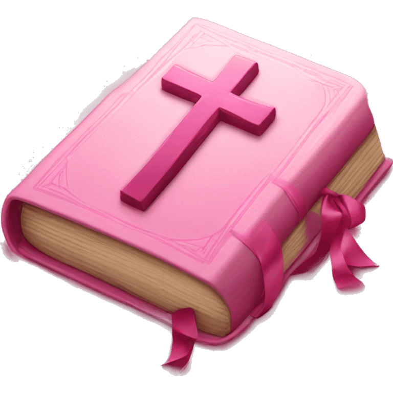 Pink Bible with a cross on it  emoji