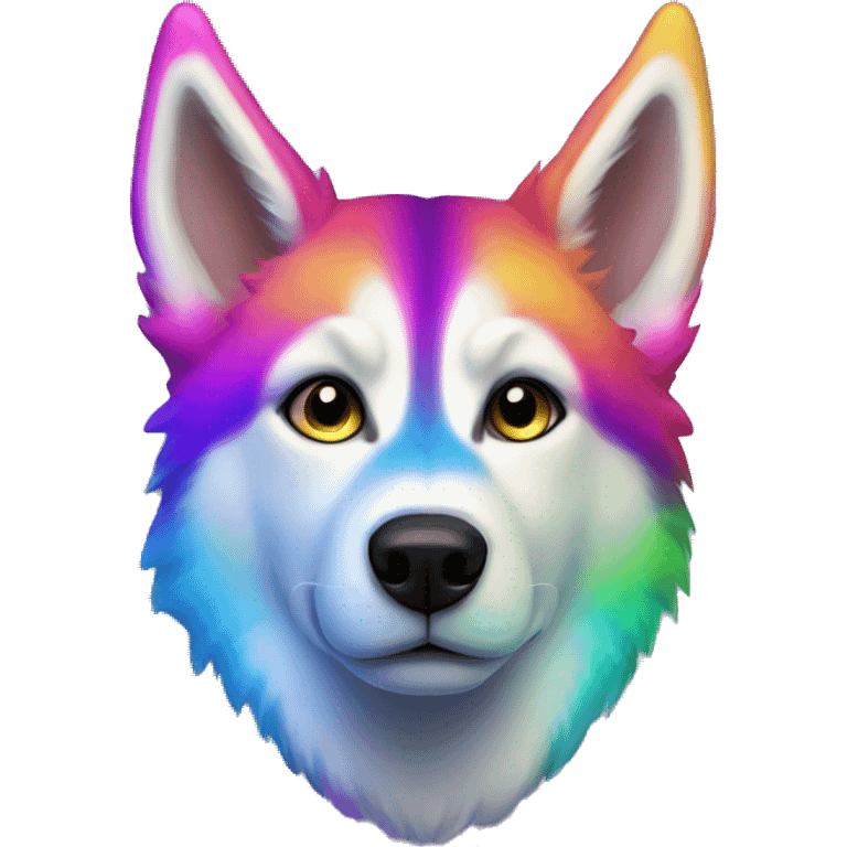 neon rainbow husky emoji