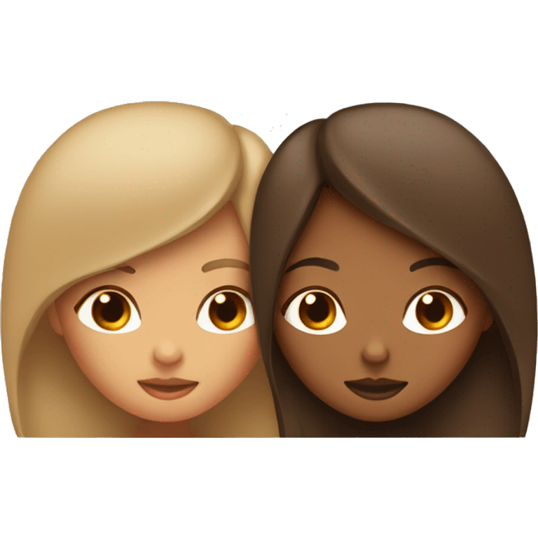 2 girls kissing, one brown and the other tan emoji