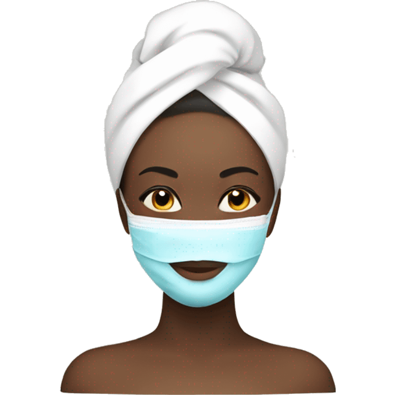 Lady with face mask spa beauty full face relaxing emoji