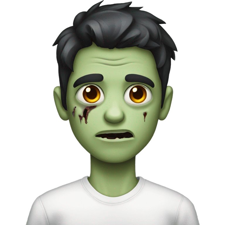 boy zombie with dark hair and white shirt emoji