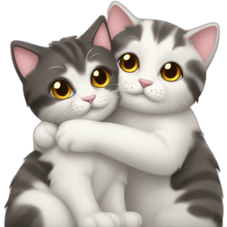 cute fluffy cat hugs another cat emoji