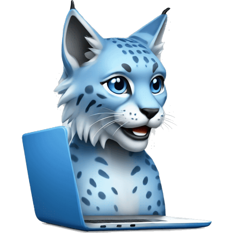 A blue lynx with a laptop emoji