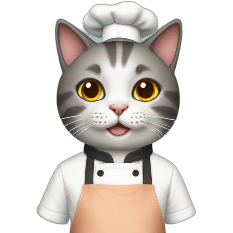 cat wearing an apron and cooking emoji