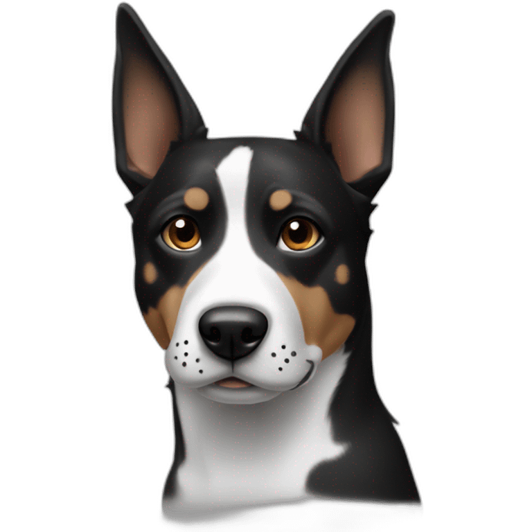 Black and White dog pointy ears and spots on face emoji