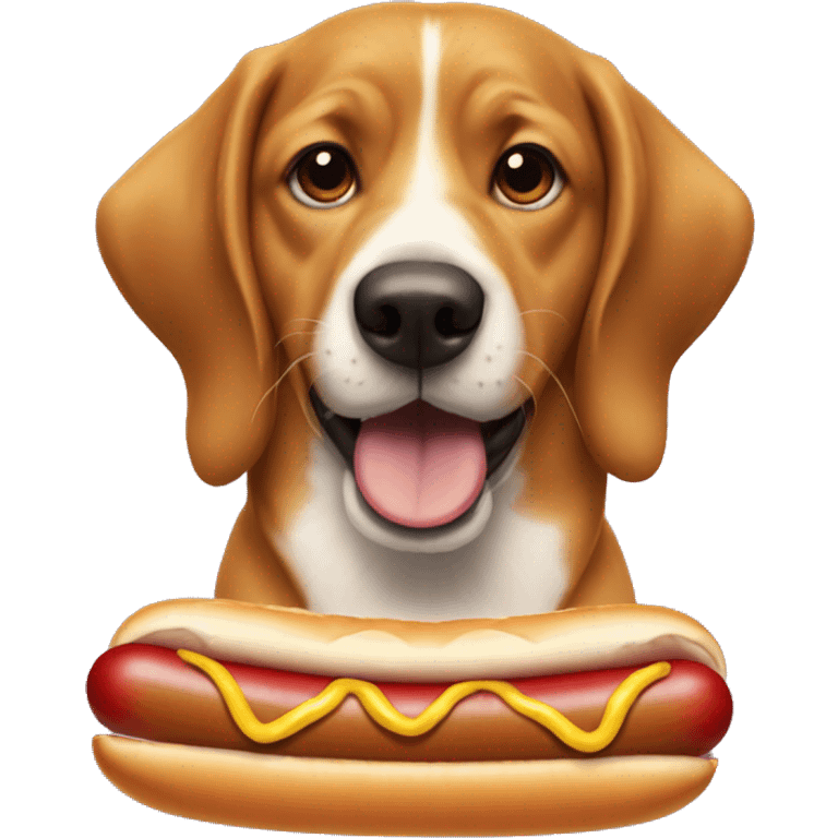 dog eating a giant hot dog emoji