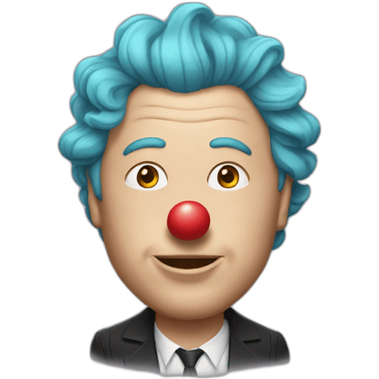 Elon Musk wearing a clown nose and wig emoji