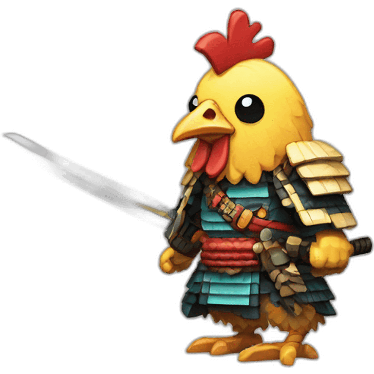 pixel-art chicken samurai emoji