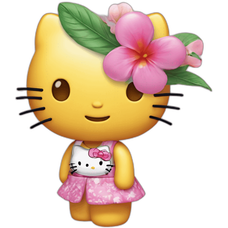 Hello Kitty avec une fleur de Miami emoji