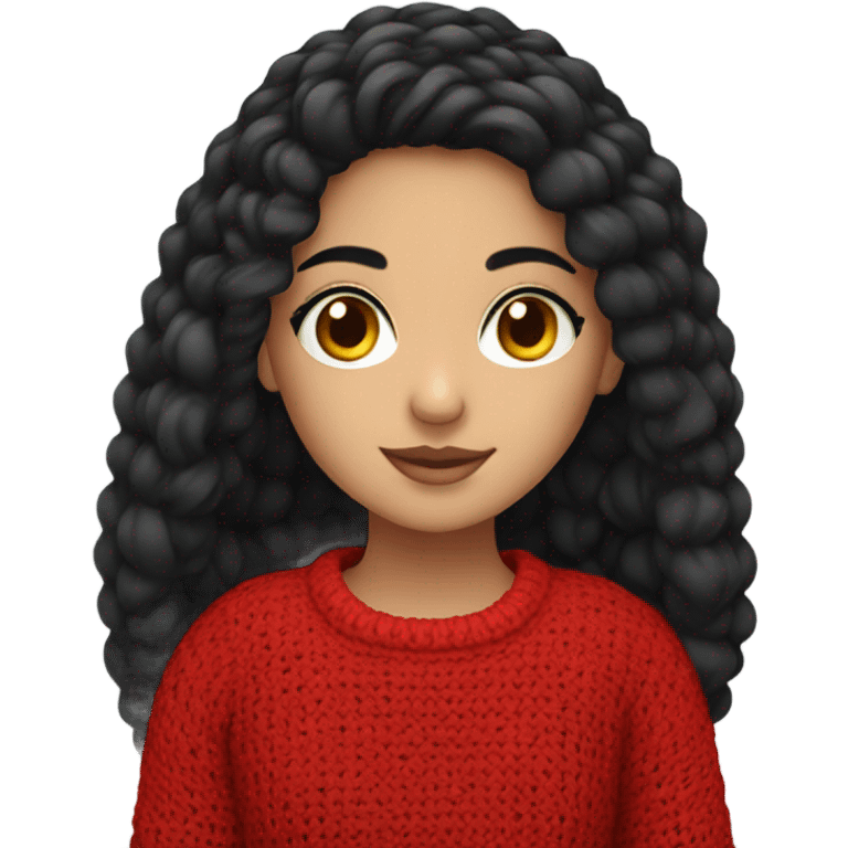 persian girl with black hair wearing a red crochet sweater  emoji