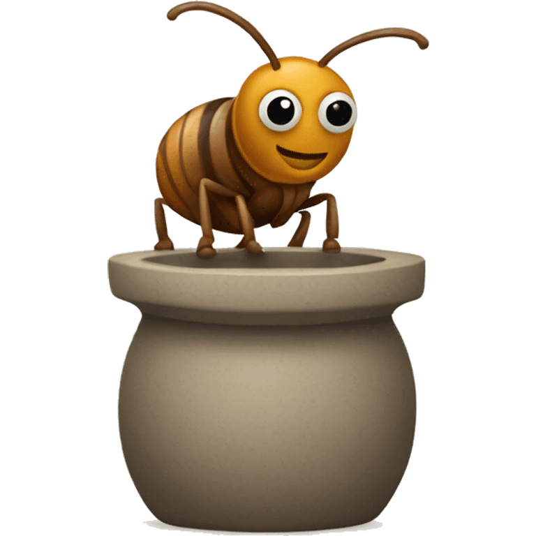 A cute bug using a pottery wheel emoji