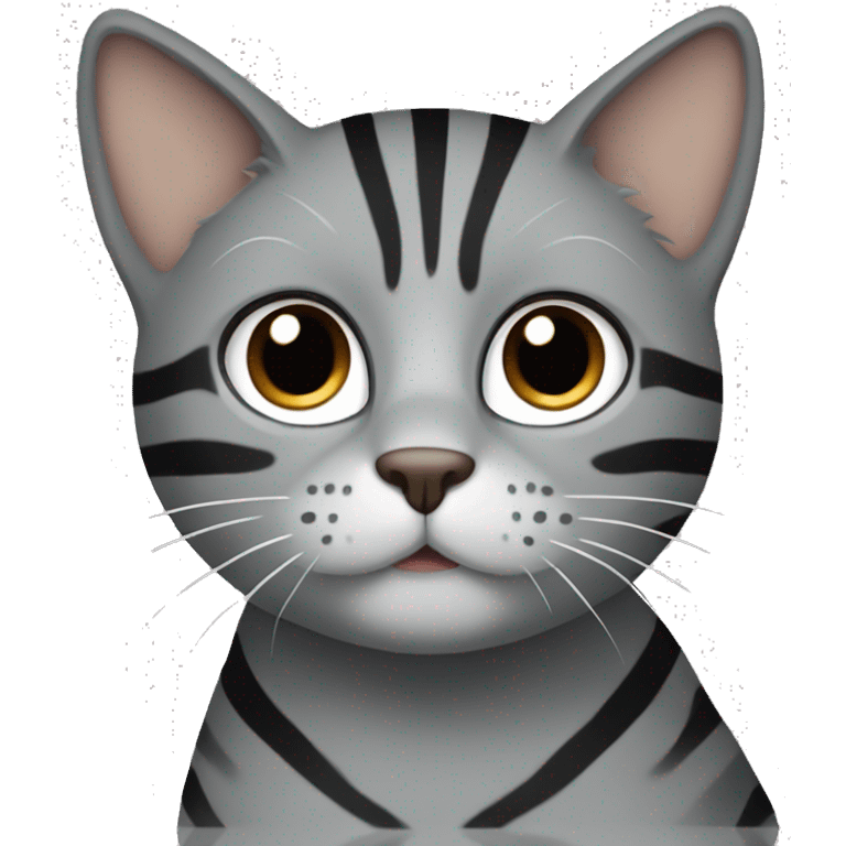 Grey cat with black and brown stripes emoji