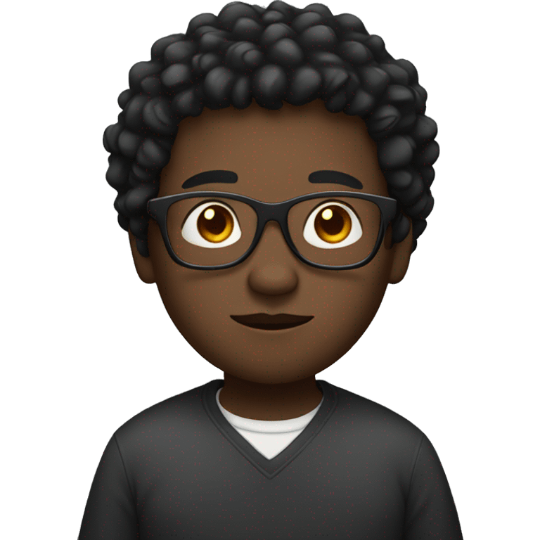 Black, boy, glasses, overweight emoji