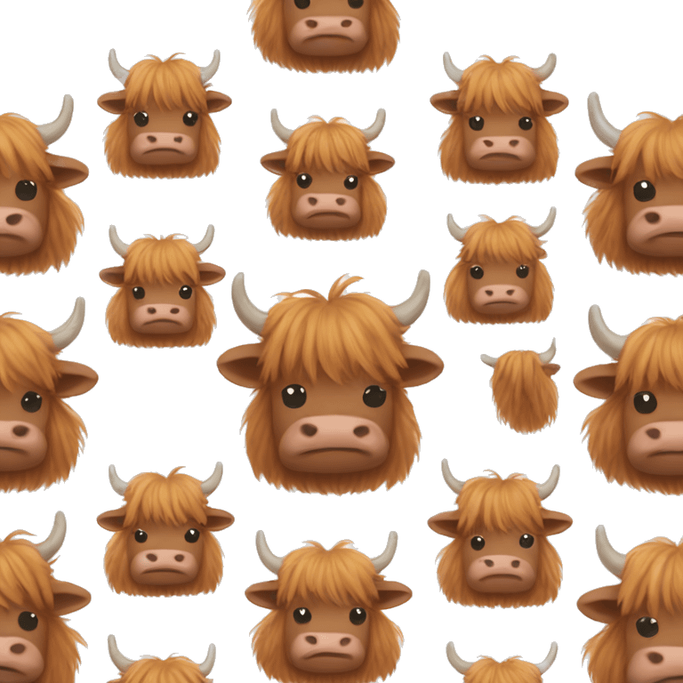 Kawaii highland cow with bows  emoji