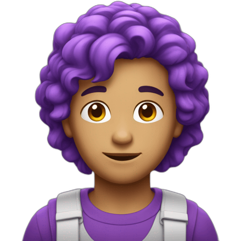 Un garçon avec les cheveux violet en costar violet emoji