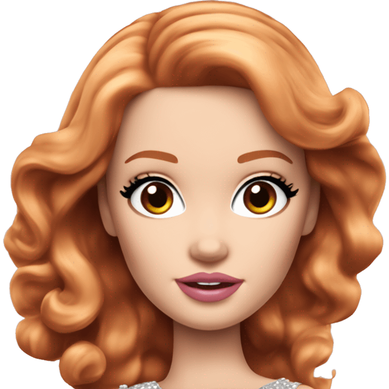 Glam barbie with brown eyes, pink plumped lips, ginger hair and pale skin emoji