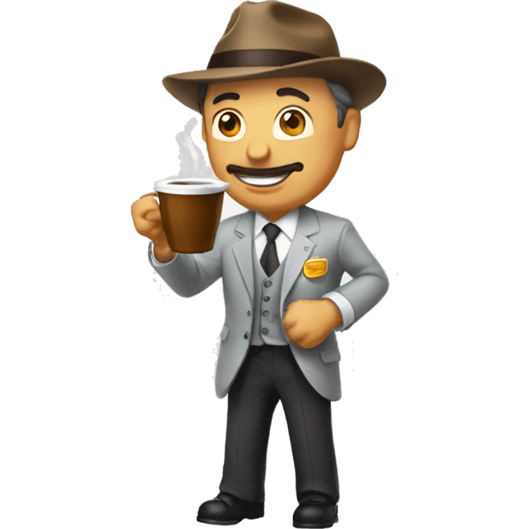 Un señor mayor tomando café emoji