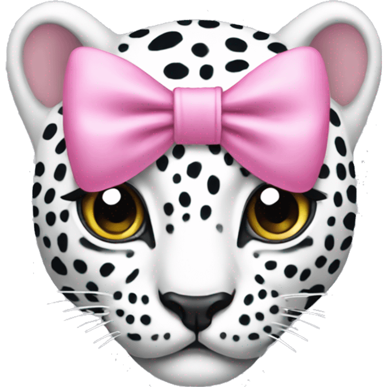 White leopard with a pink bow emoji