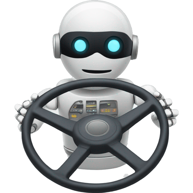 Robot holding steering wheel emoji