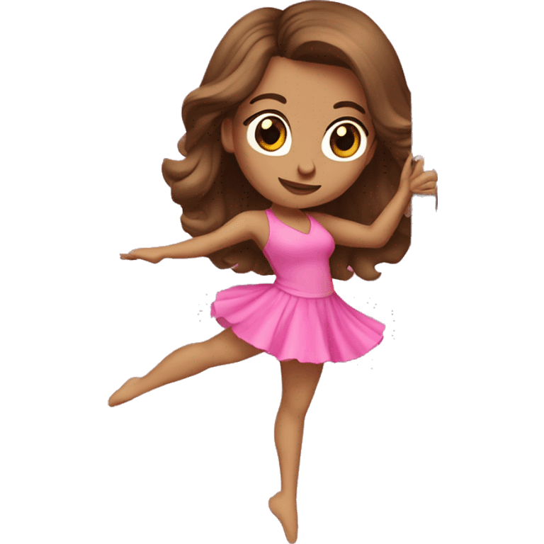 Pole dance, brown hair, pink clothes emoji