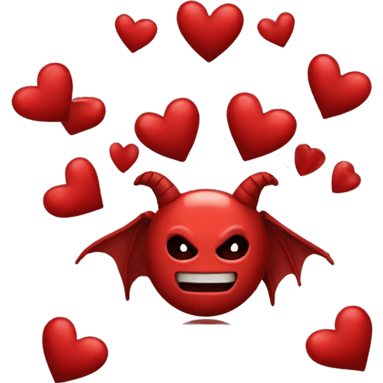 demonio rojo con corazones am emoji