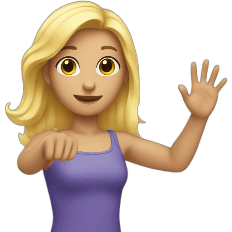 girl making a wave with her arm emoji