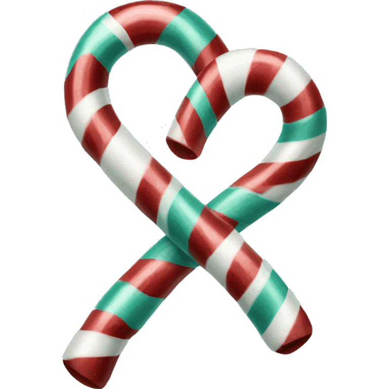 Realistic isolated single teal and white striped candy cane. emoji