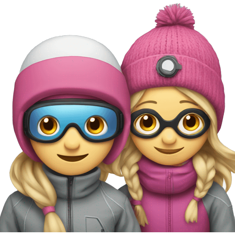 Boy & girl with ski goggles and beanie  emoji