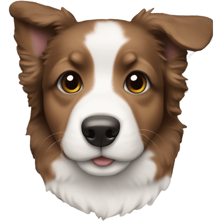 dark brown corgidoodle puppy with white stripe down middle of face emoji