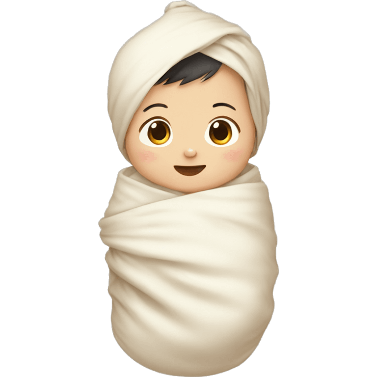 Swaddle Infant Asian Boy, Wooden Crib emoji