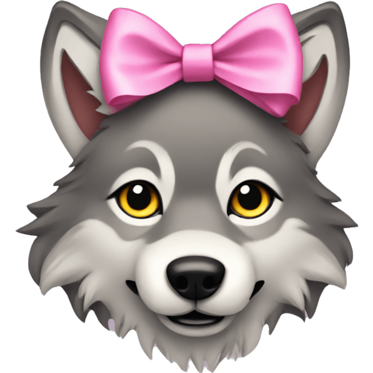 Wolf with pink bow emoji