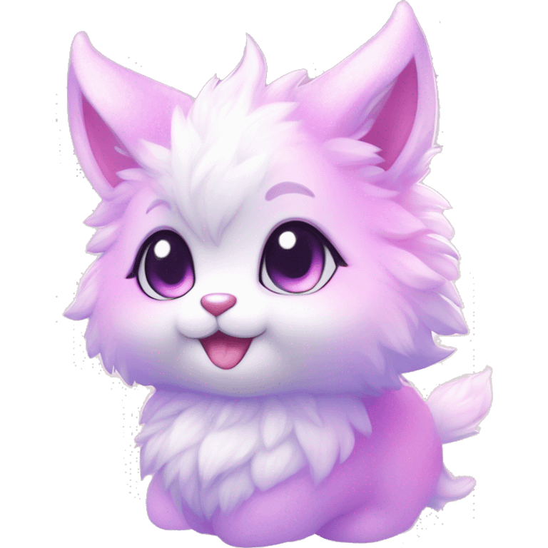 Kawaii cute gorgeous colorful sparkly bright light pastel lilac-pink-white-gradient fantasy ethereal fursona animal creature emoji