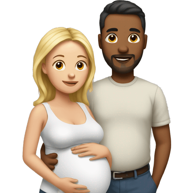 A pregnant woman with her husband  emoji