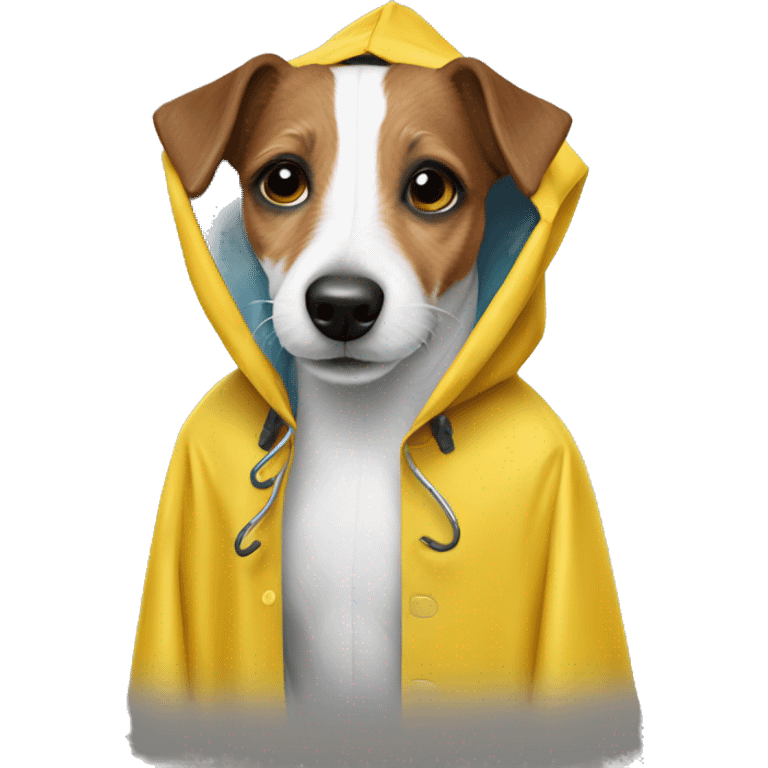 Jack russell in raincoat emoji